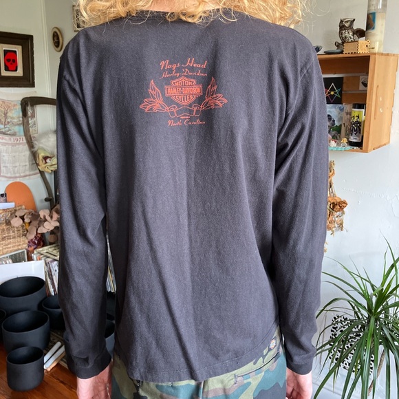 💀 SOLD 💀 Vintage 2004 Harley Davidson Fire Horse Black Longsleeve ~ Size M - Picture 3 of 9